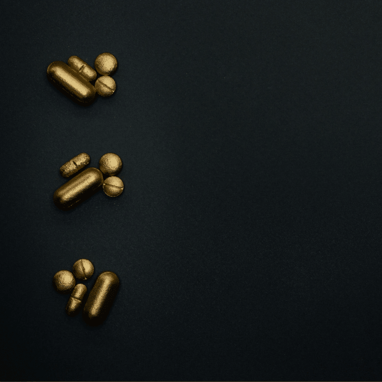 pills on a black background